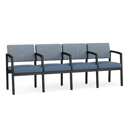 Lesro Lenox Steel 4 Seat Tandem Seating Metal Frame, Black, RS Rain Song Back, MD Titan Seat LS4103